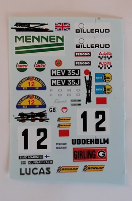 Timo Mäkinen Ford Escort BDA Ruotsi -71 dekaalit