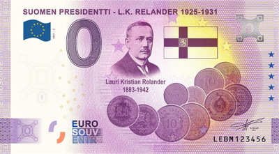 *NOLLA-EURO*2021*SUOMEN 2. PRESIDENTTI*RELANDER*