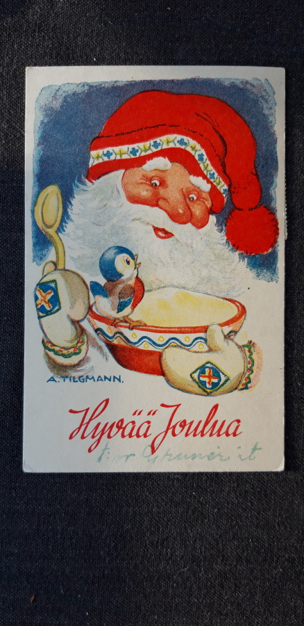 A. Tilgmann vanha joulukortti, pukki punalakki,   40 luku ?