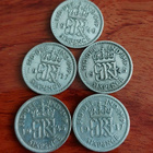 Brittiläisiä "sixpence" hopea kolikoita - pikkukuva 1