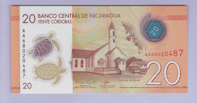 Nicaragua 20 Cordobas v.2022 UNC P-210c Polymer