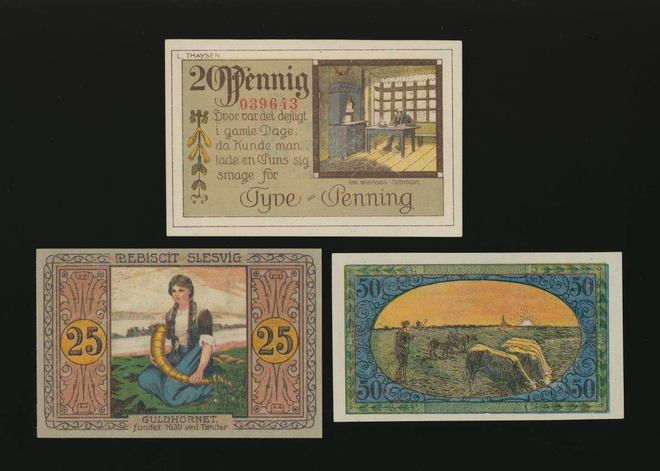 Saksa Notgeld 20, 25, 50 Pfg, Tondern 1920