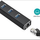 USB HUB x 3 porttia ja RJ45 ethernet verkkokortti - pikkukuva 1