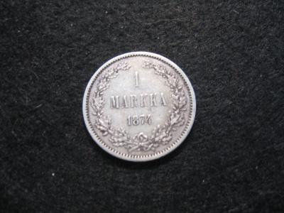 1 markka 1874 - hopeaa