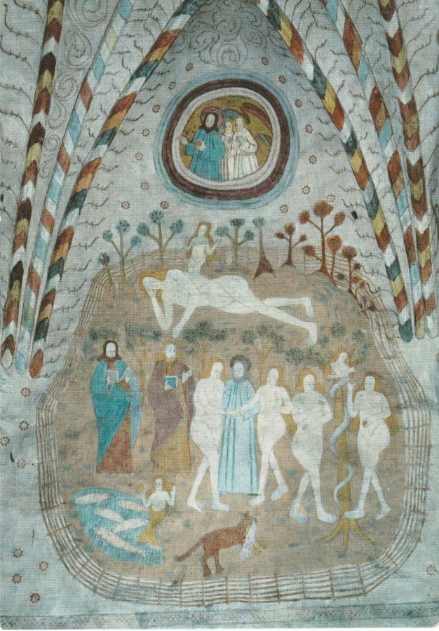 Postikortti, LOHJA, KIRKKO, maalaukset 1500-luvulta