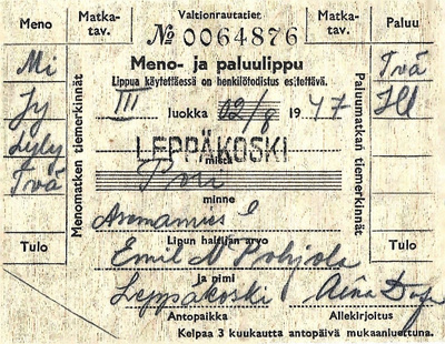 VR lippuja 3 kpl 1947-48
