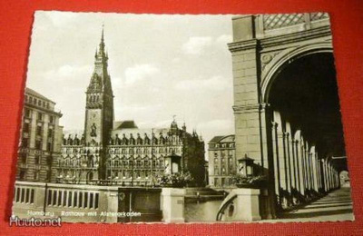Hamburg - Rathaus mit Alsterarkaden 1957 ( K8)
