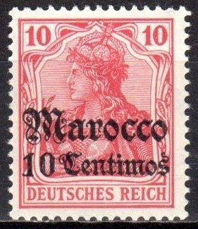 (SA0803) GERMAN POST OFFICES IN MOROCCO 1906 (10 C on 10 Pf)