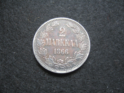 2 markkaa 1866 - hopeaa