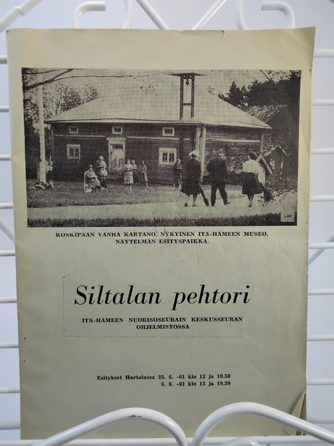 näytelmä Siltalan pehtoori Hartola v.1961 käsiohjelma