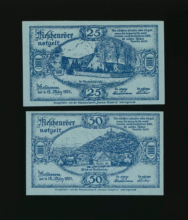Saksa Notgeld 25, 50 Pfg, Nöschenrode 1921