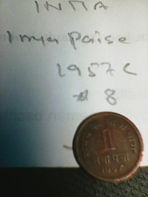 Intia 1 nya paise 1957C, km#8