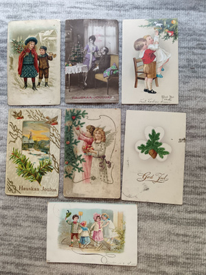 Vanhat joulukortit 1900-luvun alusta 7 kpl