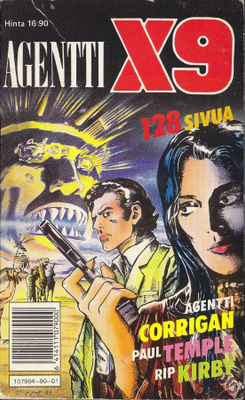 Agentti X9 pokkari 1/1990 Corrigan, Paul Temple, Rip Kirby