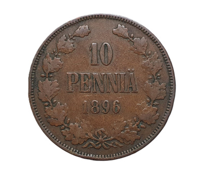10 Penniä 1896 Variantti 1.2 // 9 ja 6 vinossa oikealle