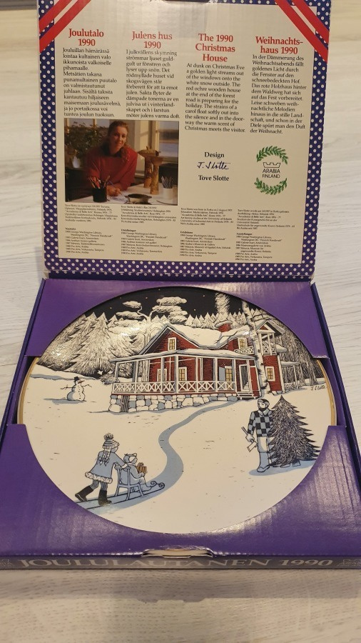 Arabia joululautanen 1990 Tove Slotte + alkuperäinen pakkaus