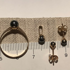 sormus riipus korvanapit kultakorut 14K, musta helmi kivi,  - pikkukuva 2