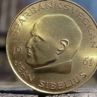 Jean Sibelius 1961. Ruotsinkielinen kolikko. Kullanvärinen. - pikkukuva 5
