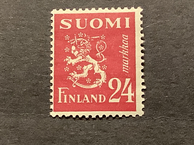 349 / 1948 M30 Leijona punaruskea 24 mk ** postituore