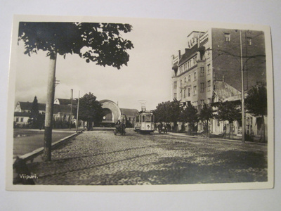 VANHA Postikortti Viipuri Rautatieasema Raitiovaunu 1929
