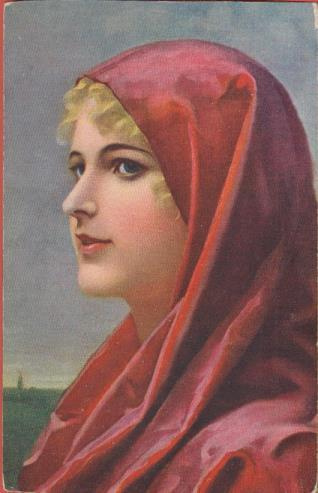 Naisen muotokuva - vanha kortti