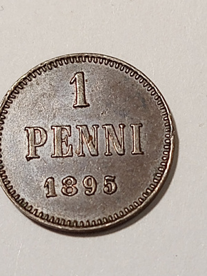*Suomi * 1 penni *1895 *Nikolai II Copper/Kupari *1++