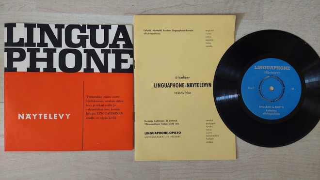 7" Linguaphone näytelevy + vihkonen