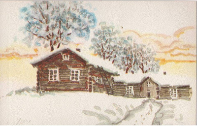 kortti ** Omppu Talvinen maisema - erilaisia hauskojakin