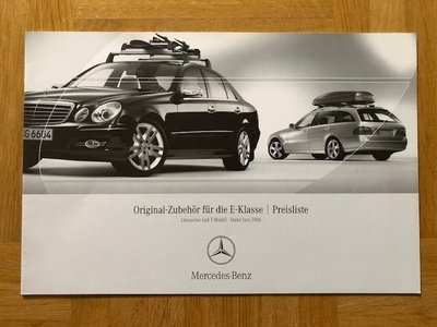 Hinnasto Mercedes W211 E-luokka tarvikkeet 2006. Esite
