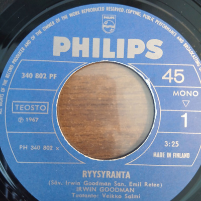 Irwin Goodman : Ryysyranta/Muutakin on kierretty... 7" sigle