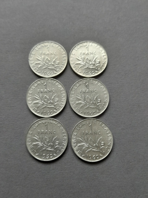 Ranska 1 Franc 1960, 6kpl