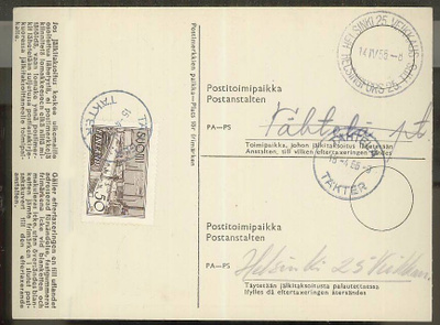 M30 1942 50 mk Hämeensilta jälkitaksoitus TÄHTELÄ -55