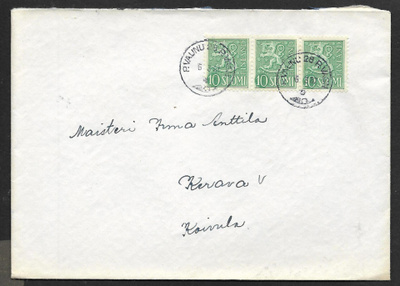 Postil. - Yl.m. 10mk (LAPE 3x430) Postiv. 28 6.3.1957