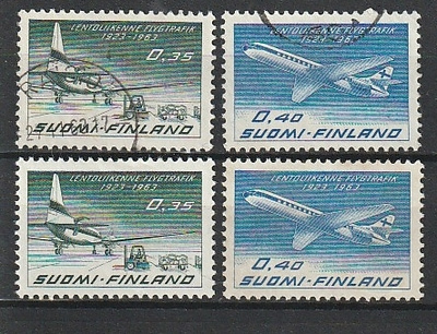 1963 Lentoliikennemerkit leimattuna ja leimaamattomana**