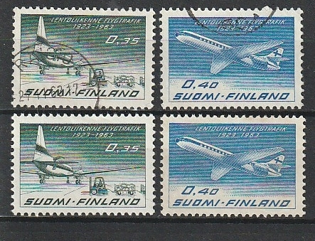 1963 Lentoliikennemerkit leimattuna ja leimaamattomana**