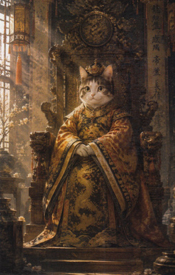 Kissa valtaistuimella