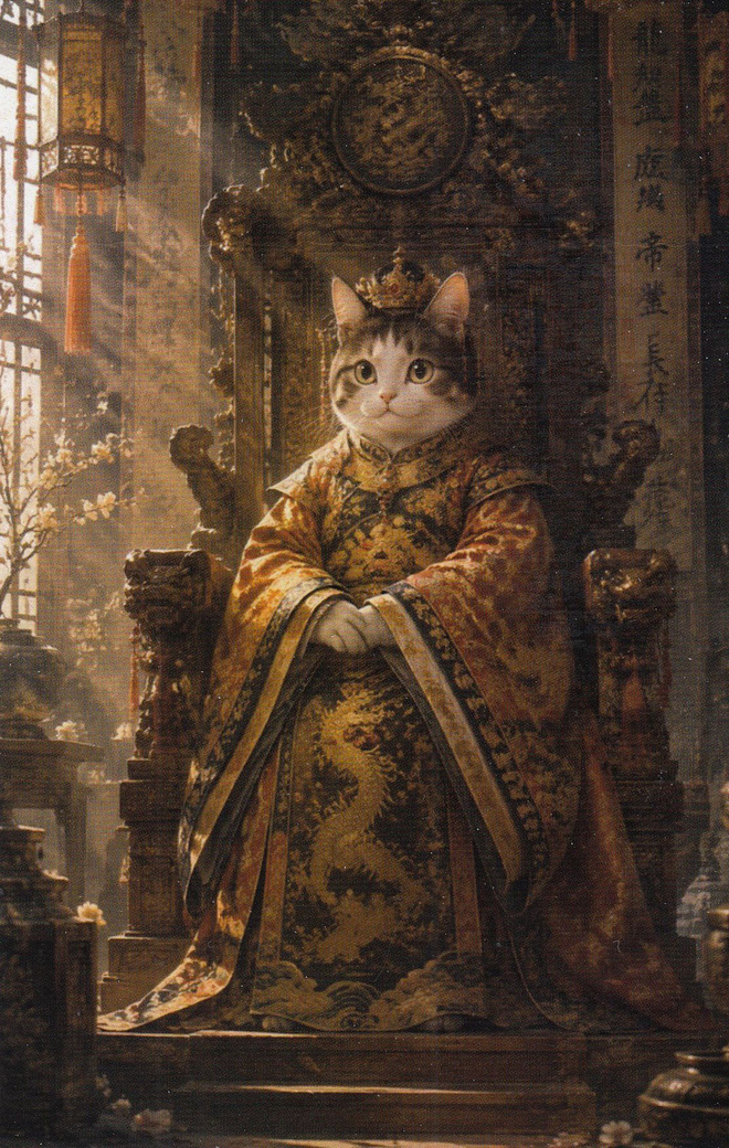 Kissa valtaistuimella