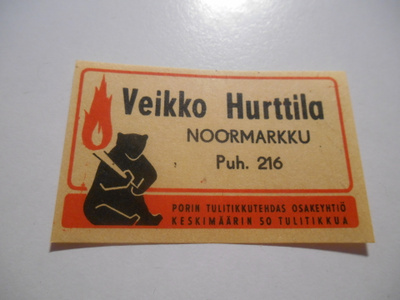 TT Etiketti KARHU Veikko Hurttila Noormarkku