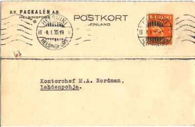 FIRMAKORTTI  OY PACKALEN AB HELSINKI-LAHDENPOHJA
