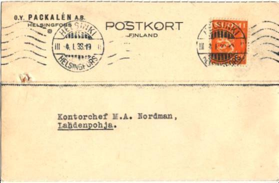 FIRMAKORTTI  OY PACKALEN AB HELSINKI-LAHDENPOHJA