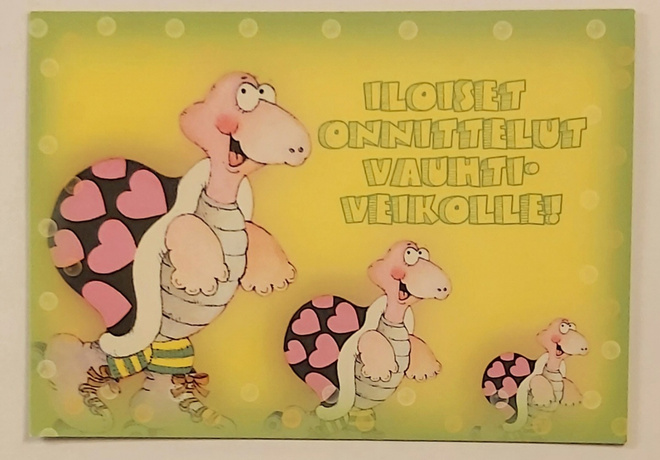 "ILOISET ONNITTELUT VAUHTIVEIKOLLE"-KULKEMATON POSTIKORTTI