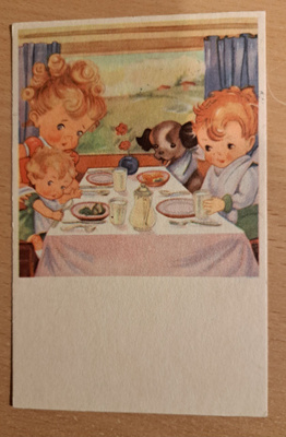 perhe ruokailemassa, kulkenut 1943