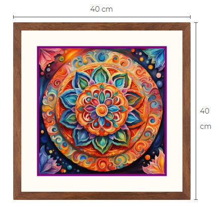 Uusi Mandala taulu koko 40 cm x 40 cm kehyksineen