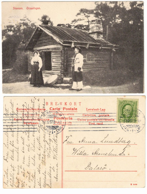 Vanha kortti, Ruotsi, Skansen, Orsastugan-hirsipirtti, v.-07