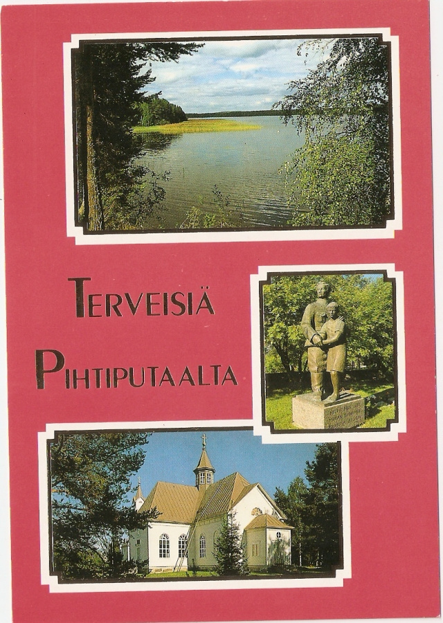 PIHTIPUDAS : Kirkko, patsas, järvimaisema.  Ei kulk.