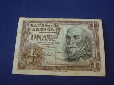 Banco de Espana  UNA PESETA - SETELI 1953