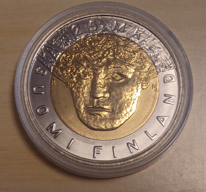25 Mk 2001 "Hemohes" Ku/Ni /Al/Pr. UNC. Pillerissä