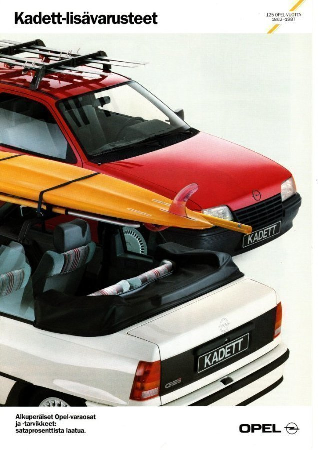Opel Kadett lisävarusteet -esite, 1987