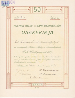OKK 1921 Kostian Mylly- ja Saha Oy, Pälkäne