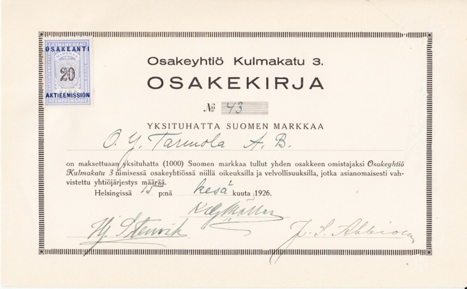 OKK 1926 Kulmakatu 3 Oy, Helsinki